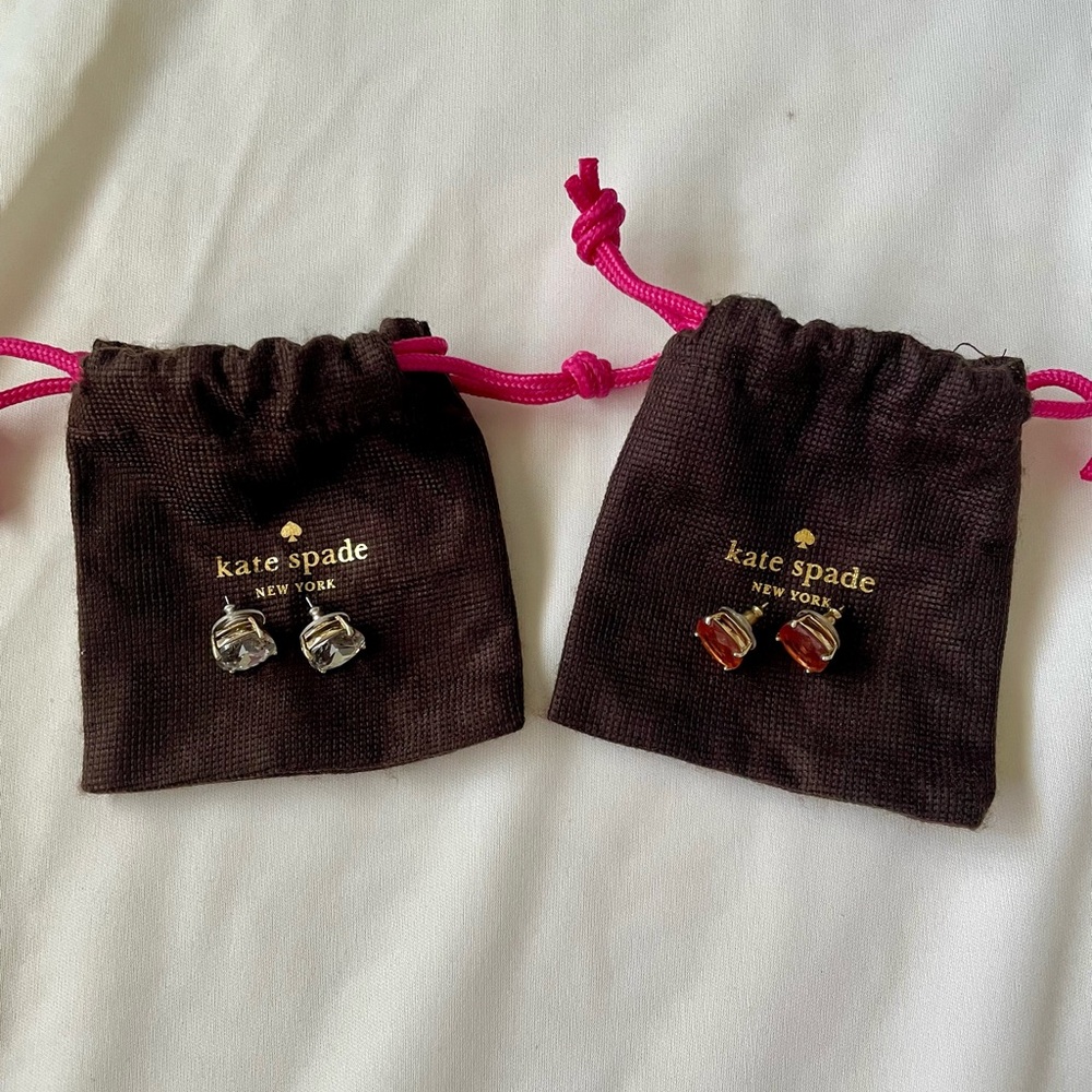 Kate Spade Stud Earrings Set (2 Pairs) – Clear & Rose Gold | Gently Used